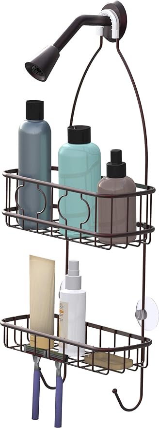 Simple Houseware Bathroom Hanging Shower Head Caddy Organizer, Bronze (22 x 10.2 x 4.2 inches)