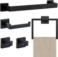 JOPOFI 5 Piece Bathroom Towel Bar Set - Thicken Stainless Steel Bath Towel Holder, 15.7 Inch Towel Racks for Bathroom Wall Mounted, Bathroom Hardware Accessories Set - Matte Black