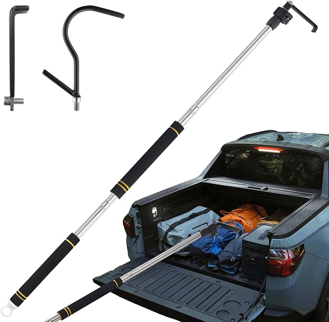 Cargo Grabber for Truck Bed Long Handle, Truck Grabber Reach Retriever Tool 34-73.5 inch Sturdy Bed Buddy Truck Tool with Two Replacement Hooks Essential Truck Van RVs Tools Convenient and Efficient