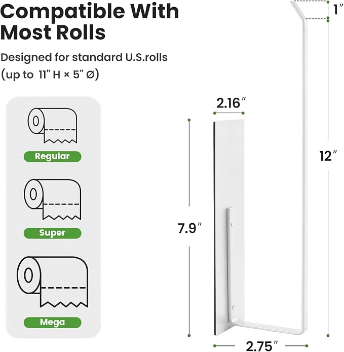Magnetic Paper Towel Holder for Fridge, Toilet Paper Roll Holder Magnetic Paper Towel Rack Wall Mount Fridge Organizer for Papers Towels Roll Bathroom Toilet Garage RV Decor Kitchen Organization White