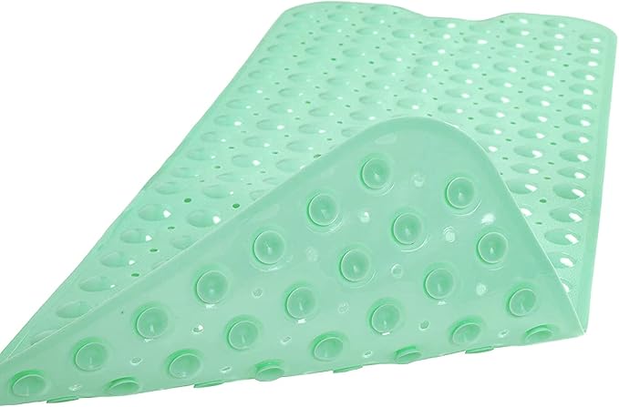 Bathtub and Shower Mats, Extra Long Non-Slip Bath Tub Mat 39 x 16 Inch, Machine Washable Bathmat with Suction Cups & Drain Holes for Bathroom Floor, Pale Green