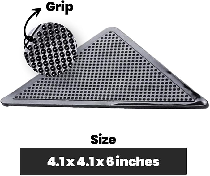 Muddy Mat® Heavy Duty Non-Slip Reusable Rug Corner Pads - Double-Sided Adhesive Pad for Corners and Sides on Hardwood Floors, Area Rugs - Keep Your Rug in Place (Pack of 4)