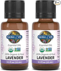 Garden of Life Essential Oil,Lavender0.5 fl oz (15 mL),100% USDA Organic&Pure,Clean,Undiluted&Non-GMO -for Diffuser, Aromatherapy, Meditation, Skincare, Sleep - Calming, Relaxing, Soothing (Pack of 2)