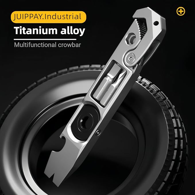 Titanium EDC pry bar, multifunctional tool, a collection of wrenches, pry bars, screwdrivers, nail drivers, bottle openers and other functions in a practical tool
