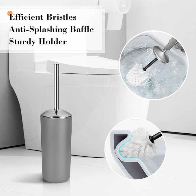 Grey Bathroom Accessories Set, 10Pcs Bathroom Accessory Set with Trash Can, Soap Dispenser and Toothbrush Holder, Soap Dish, Cotton Ball & Qtip Holder, Toilet Brush Holder, Tissue Box Cover