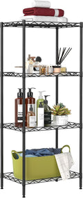 BestOffice | 4-Tier Wire Storage Shelves | 12"D x 18"W x 44"H | Black | with Adjustable Racks PP Liners | Compact Metal Shelf, Holds Upto 600 lbs | Ideal for Kitchens Closets Bathrooms Small Corners