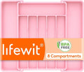 Lifewit Silverware Drawer Organizer, Expandable Utensil Tray for Kitchen, BPA Free Flatware and Cutlery Holder, Adjustable Plastic Storage for Spoons Forks Knives, 10.9"-17.5" x 13.7", Pink