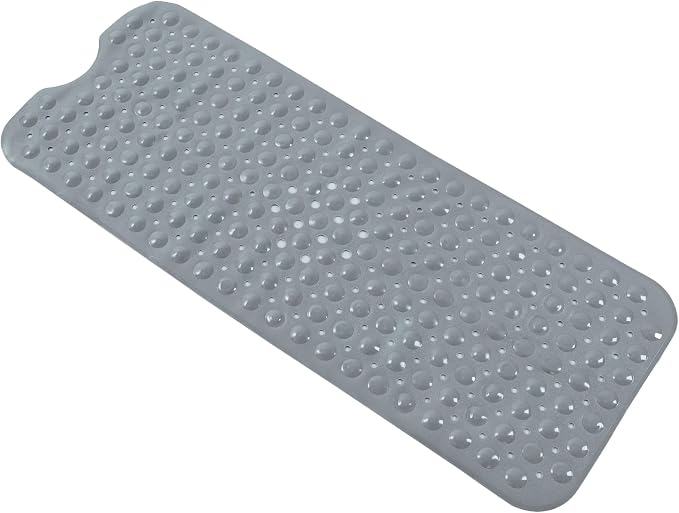 Anti-Slip Bathtub Shower mat, 40×16 inch（ 100 × 40cm） Soft Oversized Machine Washable Non-Slip Bathtub mat with Drainage Holes, Bathroom Floor Suction Cup.（1-Opaque Gray）