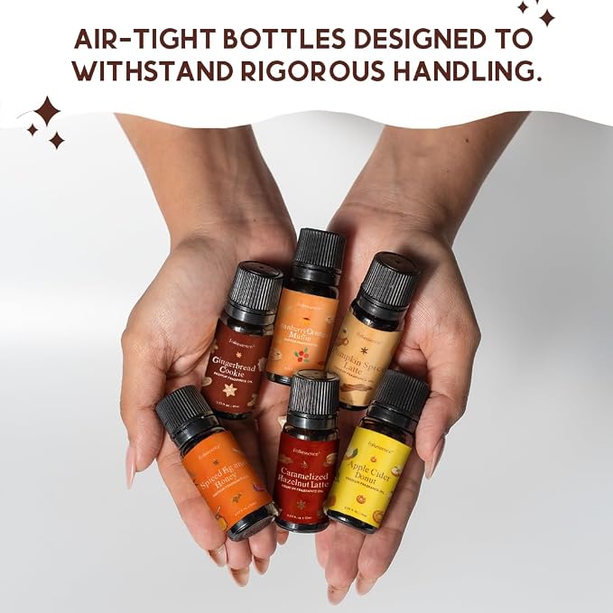 Folkulture Essential Oils for Home | Set of 6 (0.34 fl oz x 6) Fall Essential Oils for Diffuser | Pumpkin Spice, Vanilla & Fall Scents | Diffuser Oils & Fall Essentials for Women