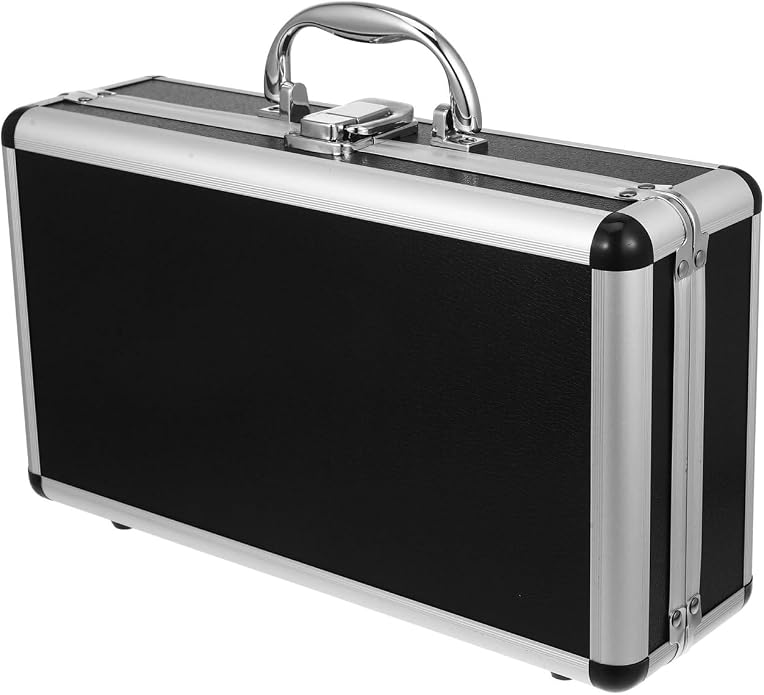 ERINGOGO Lockable Portable Aluminum Tool Case with Large Capacity Multifunctional Carrying Toolbox for Hardware Jewelry Makeup and Medicine Storage Compact 11.8 X 6.7 X 3.7 Inches