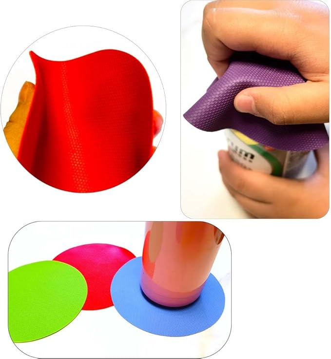 4pcs Rubber Jar Opener Bottle Gripper Non Slip Pad Multi-function Can Opener for Seniors with Arthritis Weak Hands (Circle One)