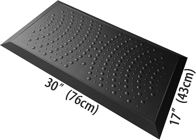 1" Extra Thick Anti Fatigue Kitchen Floor Mat Comfort Standing Mat 17'' x 30'', Office Standing Desk Mat, Kitchen Rug, Massage Points Comfort Mat, 140D PU Foam (Black)