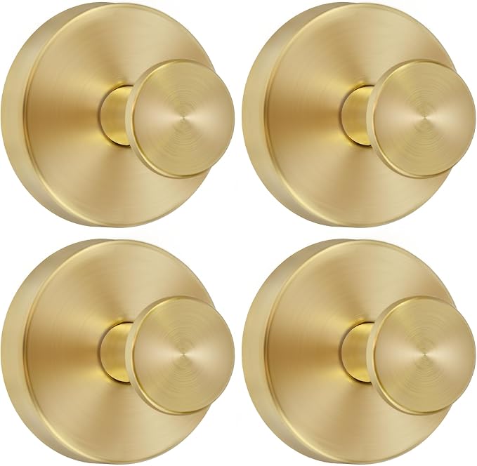 Suction Cup Shower Hooks for Inside Shower – 15 LB Heavy-Duty No-Drill Towel Hooks, Removable & Reusable for Towels, Robes & Loofah, Waterproof for Glass & Tile(4 Gold)