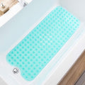 TEESHLY Bathtub Mats for Shower Tub, Extra Long Non-Slip 39 x 16 Inch Bath Mat with Drain Holes and Suction Cups, BathMat for Bathroom with Machine Washable (Clear Turquoise)