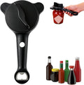 4 in 1 Multi-Purpose Jar Opener,Magnetic Stainless Steel Can Opener with Ergonomic Handle,Multi Size Lid Tool for Jars Cans Wine Bottles, Home Kitchen Helper(Black)