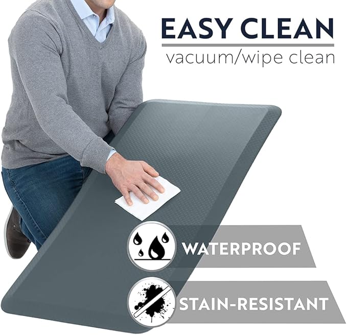 KANGAROO Anti Fatigue Mats for Kitchen Floor, 58x20, Reduce Foot, Knee Pressure, 3/4 Inch Thick Cushioned Ergonomic Mat, Waterproof Comfort Rug for Under Sinks, Standing Desk, Store Floors, Charcoal