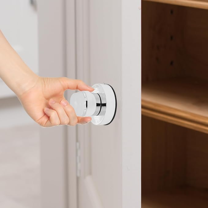 2PCS Suction Cup Handle, Shower Glass Door Suction Cup Pull, No Drilling Removable Knob for Sliding Door Cabinet Drawer Toilet Seat Cover (Silver)