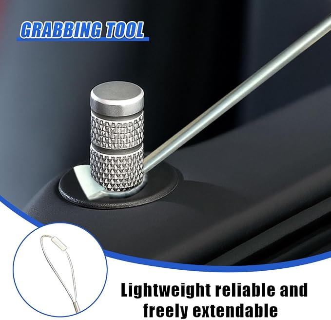 73cm/28.7" Long Reach Grabber Tool, Heavy Duty Stainless Steel Button Master, Universal Automotive Emergency Pulling Wire Tool for Cars, SUVs, Trucks, RVs (Black)