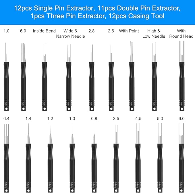 Terminal Removal Tool Kit 36 Pcs Depinning Tool Electrical Connector Pin Removal Tool Kit Pin Extractor Tool Set Wire Terminal Release Tool for Automotive Car Household Devices - Black