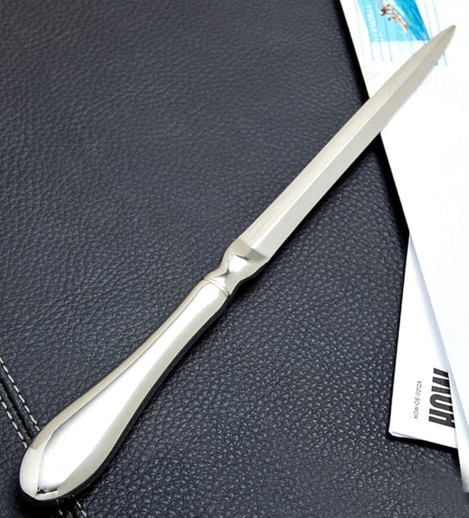 BANCHELLE Letter Opener Envelope Slitter Zinc Alloy with Black Box (Silver, 9.06 × 0.71 × 0.39 inches), 1 Piece