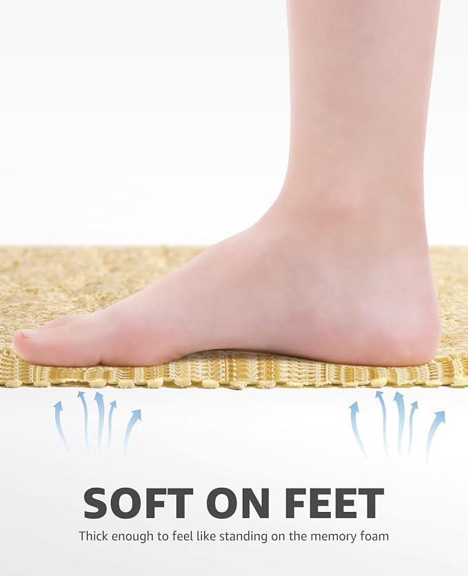 OTHWAY Shower Mat Non Slip Without Suction Cups, Quick Drying Bathtub Mat Non Slip for Shower Bathroom, PVC Loofah Shower Mat for Wet Areas (Beige)