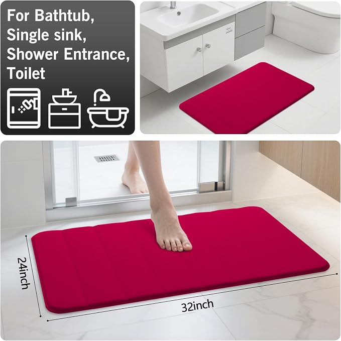 RUN HELIX Bathroom Rugs Set 2 Piece Memory Foam Bath Non-Slip Bath Mat,Washable Room Mats,Absorbent Shaggy Rugs Super Soft Kitchen Mats, Batroom Carpets for Bathroom,Tub,Shower Christmas Home Decor