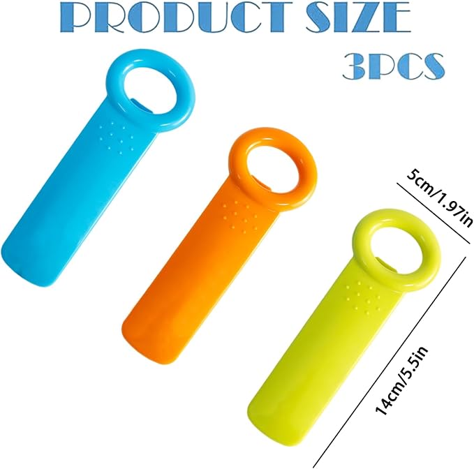 3-Pack Easy Grip Can Openers - Jar Key Lid Openers - 5.5" Colored Plastic Can Openers for Weak Hands, Seniors