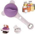 New 4-in-1 Retractable Jar Bottle Opener, Adjustable Stainless Steel Lid Remover with Non-Slip Grip for Seniors, Multi-Functional Jar Opener with Ergonomic Handle for Kitchen Jars Cans Bottles(Purple)