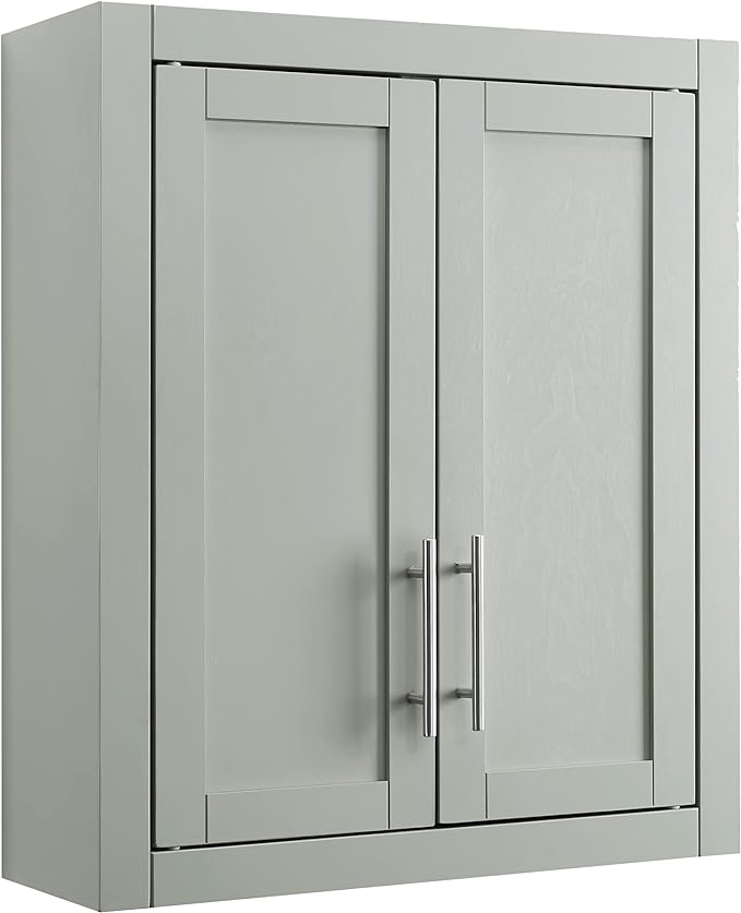 Crosley Furniture Savannah Wall Mounted Bathroom Storage Medicine Cabinet with Shelves, Gray