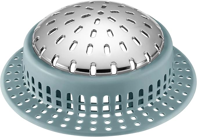 Aluvor Bathtub Drain Hair Catcher Shower Drain Cover Sink Drain Protector for Pop-Up & Regular Drains, Greyish Blue