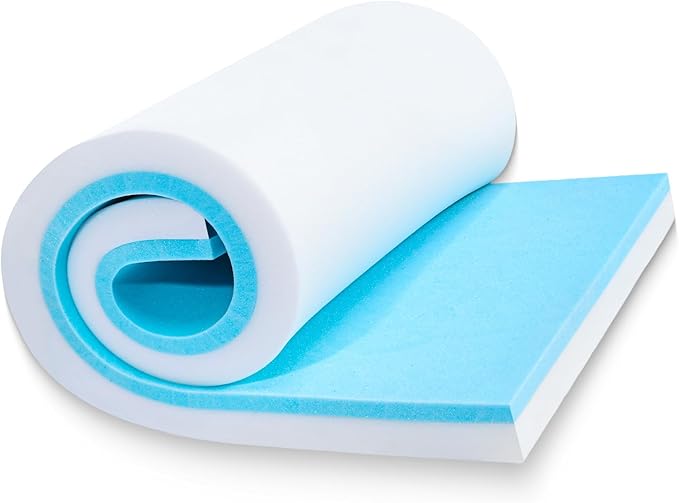 High Density Upholstery Foam Cushion - 2" Thick x 24" x 72", Gel Memory Foam Support Padding for Seat Cushion Replacement, DIY Projects, Sofa Mattress Support