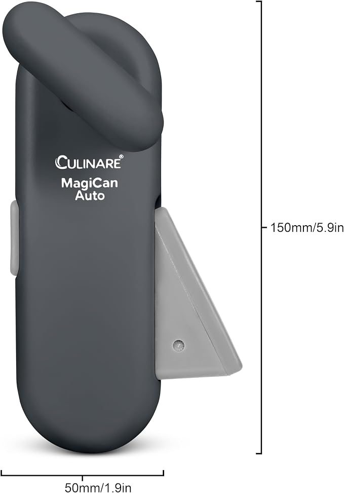 Culinare MagiCan Auto Tin Opener, Grey, Plastic/Stainless Steel, One Hand Operated Manual Can Opener with Clamp