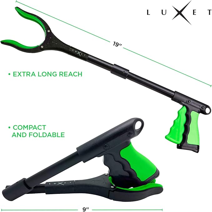 Grabber Reacher Tool 19 Inch Long, Foldable Pick Up Stick - Strong Grip Magnetic Tip - Heavy Duty Trash Picker Claw Reacher Grabber Tool Elderly Wheelchair Mobility Aid (Green)