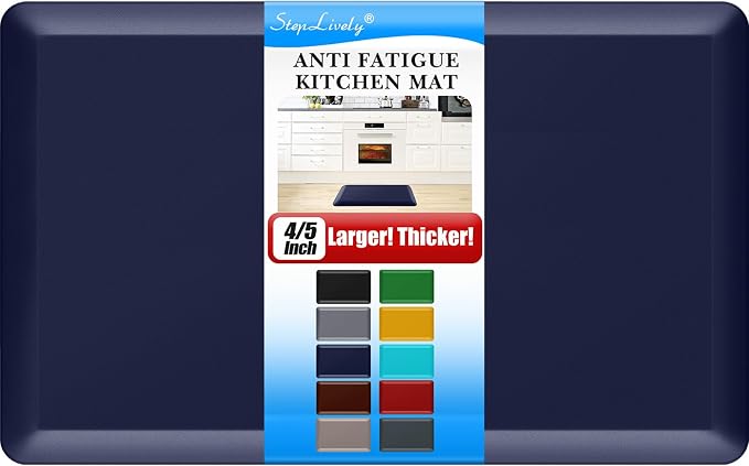 4/5 Inch Thick Kitchen Mat - Cushioned Anti Fatigue Mats for Kitchen Floor - Easy to Clean, Waterproof, Non-Slip Kitchen Rug for Sink, Office, Kitchen (17''x28'' Blue)