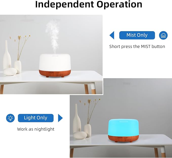 SPLITSKY 300ML Essential Oil Diffuser,Small Room Aromatherapy Diffuser, Quiet 8H Operation, 7-Color LED Light, 4 Timer, Remote Control, Auto-Off, for Bedroom, Living Room, Kitchen, Yoga, Gifts