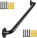 3FT Black Wall Mount Hand Rails for Indoor Stairs, 36 Inch Interior Staircase Handrail, Outdoor Metal Stair Railing for Exterior Steps, Banister Deck Rails,Safety Grab Bar for Elderly