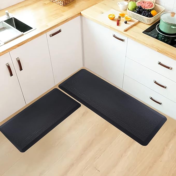 20 x 42 Inch Extra Support Anti Fatigue Comfort Kitchen Mat, Waterproof Long Kitchen Runner, Non-Slip Standing Desk Mat, Commercial Pads for Offices, Home, Garages (Bordeaux Black, 20'' x 42'')