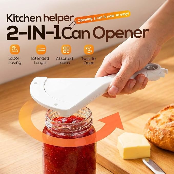 Jar Opener for Weak Hands, Multi-Purpose Bottle & Jar Opener with Ergonomic Grip, Easy Lid Opener for Seniors and Low Hand Strength (White)