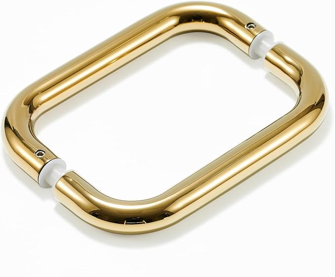 Ranbo Polished Gold 6" （CTC） Tubular Back-to-Back Shower Door Handle，3/4" Diameter Pull Handles with Metal Washers, for 1/4"- 1/2" Thick Glass and 1-3/8" - 2-1/6" Thick Wooden or Metal Doors
