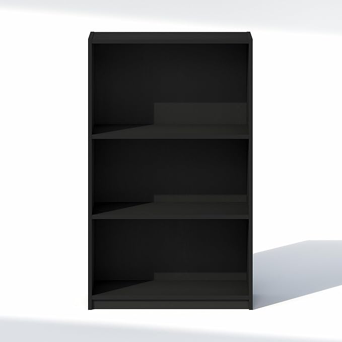 Furinno Reed Closet Organizers and Storage, 3-Tier Closet Organizer, Open Shelf Closet Storage, for Wardrobe, Bedroom, Living Room, Blackwood