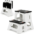 Folding Step Stool, 2-Step 8" 17", Non-Slip, 300lb Capacity | No Assembly, Stable A-Frame, Safety Lock, Anti-Slip Rubber Feet, Collapsible Stool for Kitchen Bathroom Bed RV Offic Garden