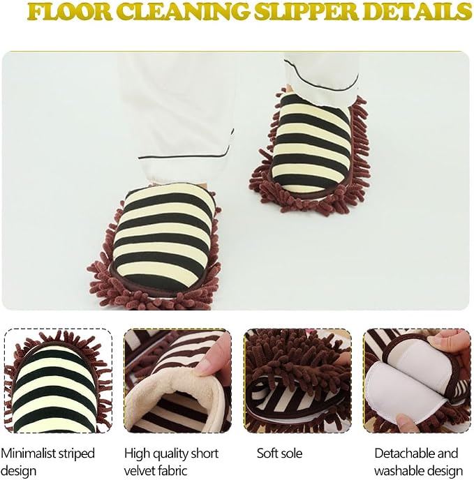 Cleaning Slippers Microfiber Slipper Detachable Mopping Shoes House Floor Cleaning Mop Chenille Sole, One Size (Grey)