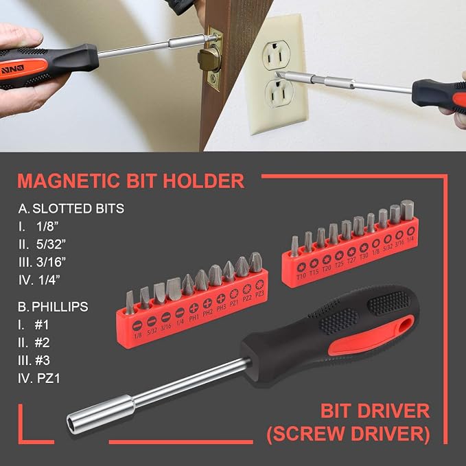 DNA MOTORING 39-Piece Portable Car Emergency Tool Kit, Home Repair Tool Kit, With Storage Box, Suitable For Home Diy, Car Repair, and Roadside Emergencies, Red, TOOLS-00006