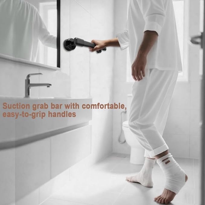 Suction Cup Grab Bar for Shower, Shower Grab Bars Suction，Easy-Grip Handles, Bathroom Safety Support, No-Drill Installation