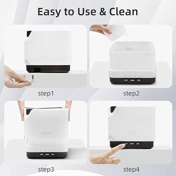 ASAKUKI Essential Oil Diffuser for Home, Large 700 ml Humidifier with Automatic Shut-Off, Quiet Aromatherapy Diffuser with 7 LED Lights for Living Room, Kitchen, Bedroom, Hotel - Black