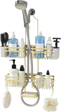 Shower Caddy Hanging for Bathroom Organizers and Storage - 3-Tier Adjustable Anti-Swing Shower Organizer Hanging with Heavy-Duty Suction Cups, Damage-Free Rustproof (Gold)