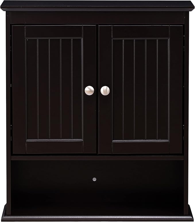 Spirich Bathroom Cabinet Wall Mounted, Wood Hanging Cabinets with Doors and Shelves, Medicine Cabinet Over The Toilet, Espresso