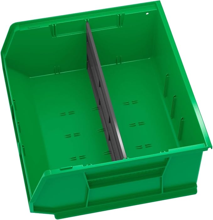 Akro-Mils 30250 AkroBins Plastic Storage Bins, Space-Saving Stackable Bins for Garage, Pantry, Craft Organization, 15" x 16" x 7", Green, 6-Pack