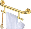 Brushed Gold Grab bar 17 inch - 1.25” Diameter, Zepolu 2-in-1 Bath Towel Bars for Bathroom, Stainless Steel Safety Assist Bar Balanced Support Handle, Wall Mounted Towel Grab Bars for Senior Handicap