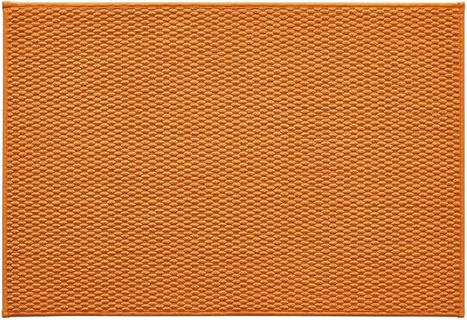 TYUU Bathroom Rugs Non Slip Washable, Super Absorbent Thin Bath Mat Quick Dry Low Pile Bathroom Rug, Orange 24"x36"